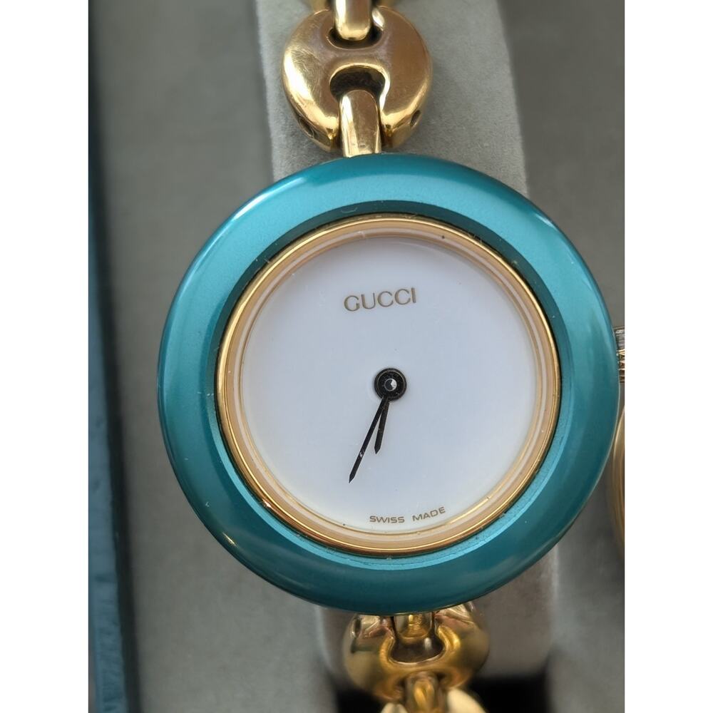 Gucci Vintage Interchangeable 23 Bezel Watch Set Lot of 2 Gold Tone Bangle Link - Picture 4 of 16